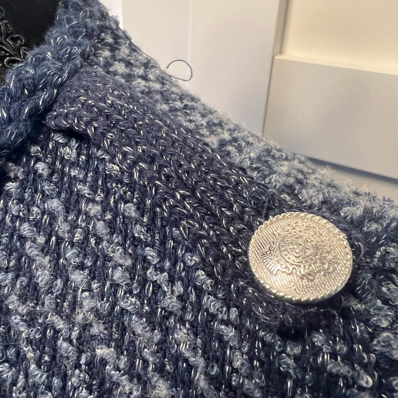 Chelsea & Theodore Fringe Trim Open Front Cardigan Sweater Size M - Picture 5 of 8